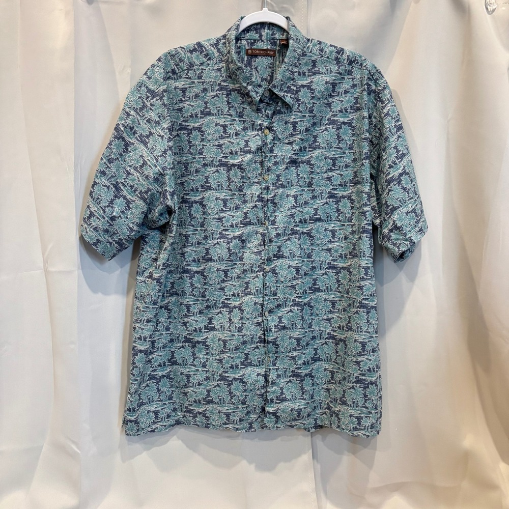 Tori Richard Mens 2XL Hawaiian Shirt Palm Tree Made in USA Resort Aloha 19382